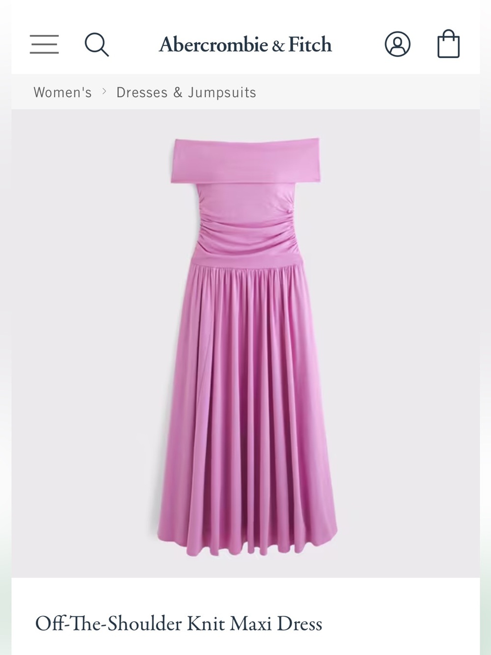 NWT Abercrombie & Fitch Off-The-Shoulder Knit Maxi Dress Size S
